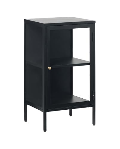 FJORDFORM Glas Sideboard, Schwarzes Metall, Goldene Griffe, EIN Sektion, Schwarz von FJORDFORM