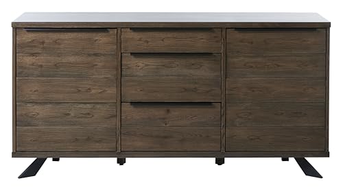 FJORDFORM Sideboard, DREI Sektionen, Smoked Eiche, Schwarze Metallbeine von FJORDFORM