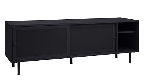 FJORDFORM Tv Lowboard, tv-Tisch, schwarzes Metall, kommode schiebetüren von FJORDFORM