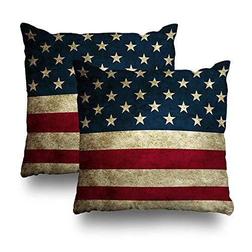 Retro Amerikanische Flagge Patriotische 4. Juli Kissenbezüge Set von 2 Home Dekorative weiche Kissen Hülle für Bett Sofa Couch 45,7 x 45,7 cm zweiseitig von FJPT