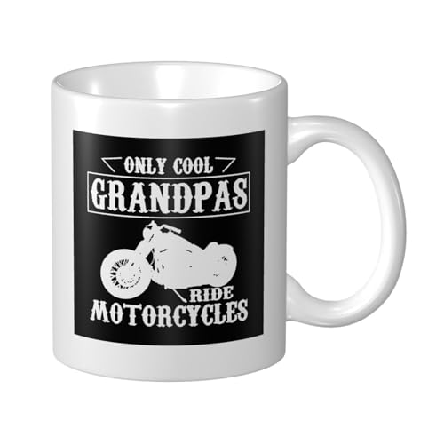 FJQWKLF Coole Grandpas Ride Motorcycles-Kaffeetasse aus Keramik mit Platz für 325 ml von FJQWKLF