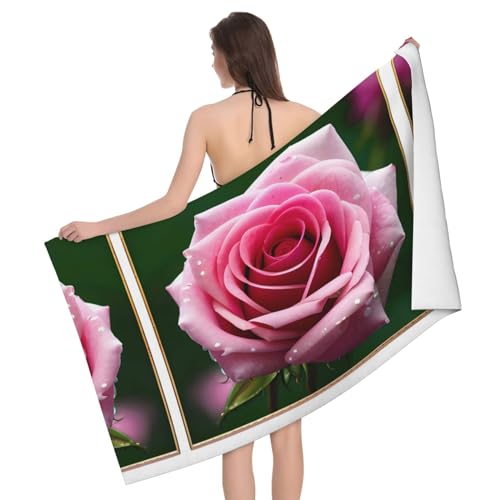 FJQWKLF Dew Rose 1 Mikrofaser-Badetuch, multifunktionales Badetuch, weich und saugfähig, bequem von FJQWKLF