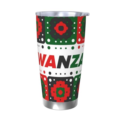 FJQWKLF Happy Kwanzaa Edelstahlbecher mit Deckel 20 oz Reisebecher Tragbarer Thermobecher von FJQWKLF