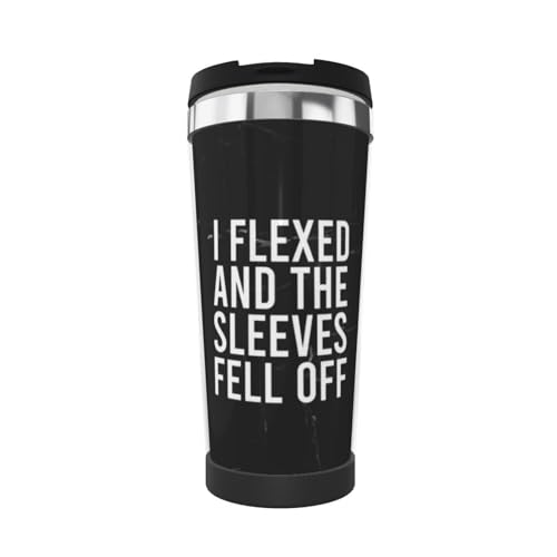 FJQWKLF I Flexed and The Sleeves Fell Off Isolierter Becher 13 oz Vakuum-Kaffeetasse aus Edelstahl von FJQWKLF