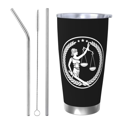FJQWKLF Kaffeetasse mit Aufschrift „Justice Lady, 590 ml, Autobecher aus Edelstahl, vakuumisoliert, doppelwandig, Reisebecher von FJQWKLF