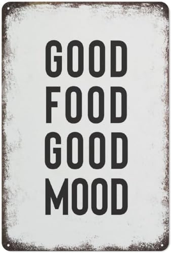 FJQWKLF Küchen-Wandkunst „Good Food Good Mood, Küchenschilder, schwarz-weiß, Küche, Feinschmecker, Metallblechschild, Plakette, Poster, Wand, Zimmer, Geschenk, Dekoration, 20,3 x 30,5 cm FJQWKLF Küchen-Wandkunst „Good Food Good Mood, Küchenschilder, schwarz-weiß, Küche, Feinschmecker, Metallblechschild, Plakette, Poster, Wand, Zimmer, Geschenk, Dekoration, 20,3 x 30,5 cm von FJQWKLF
