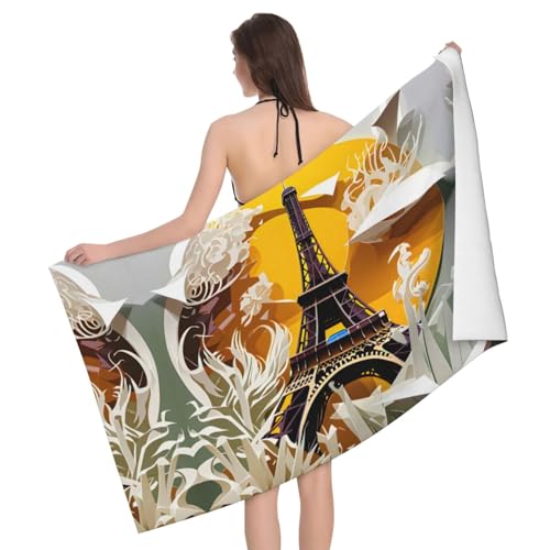 FJQWKLF Mikrofaser-Badetuch mit Pariser Eiffelturm, multifunktionales Badetuch, weich und saugfähig, bequem FJQWKLF Mikrofaser-Badetuch mit Pariser Eiffelturm, multifunktionales Badetuch, weich und saugfähig, bequem von FJQWKLF
