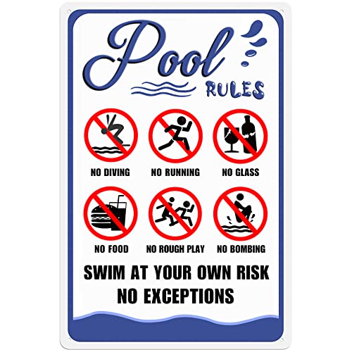FJQWKLF Pool Regeln Zeichen Und Decor Outdoor Schwimmen Pool Dekorationen 8x12 Zoll Metall Zeichen von FJQWKLF