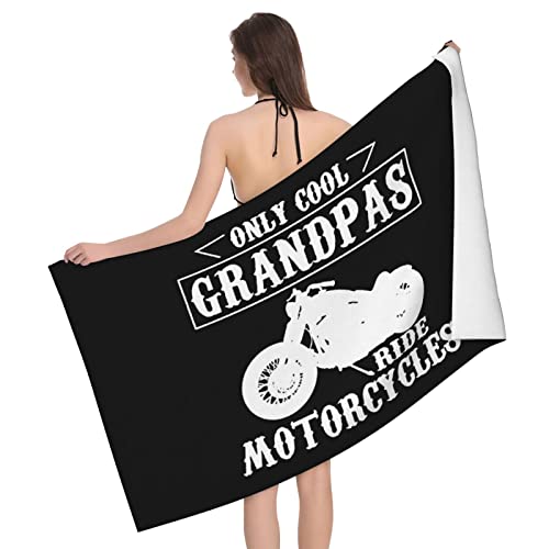 FJQWKLF Strandtuch mit Aufschrift „Coole Opas Fahren Motorräder, supergroß, schnelltrocknend, saugfähig, Badetuch von FJQWKLF