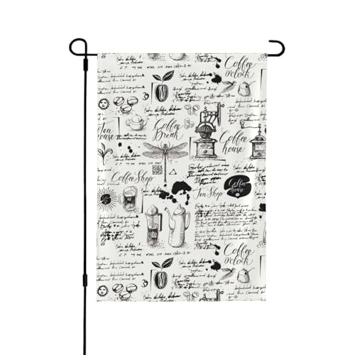 Gartenflagge mit Retro-Kaffee-Poster, 30,5 x 45,7 cm, doppelseitige vertikale Hofflagge, Dekoration aus Polyester, Willkommens-Hausflaggen für den Außenbereich, Veranda, Bauernhaus, Terrasse, Rasendek Gartenflagge mit Retro-Kaffee-Poster, 30,5 x 45,7 cm, doppelseitige vertikale Hofflagge, Dekoration aus Polyester, Willkommens-Hausflaggen für den Außenbereich, Veranda, Bauernhaus, Terrasse, Rasendek von FJQWKLF