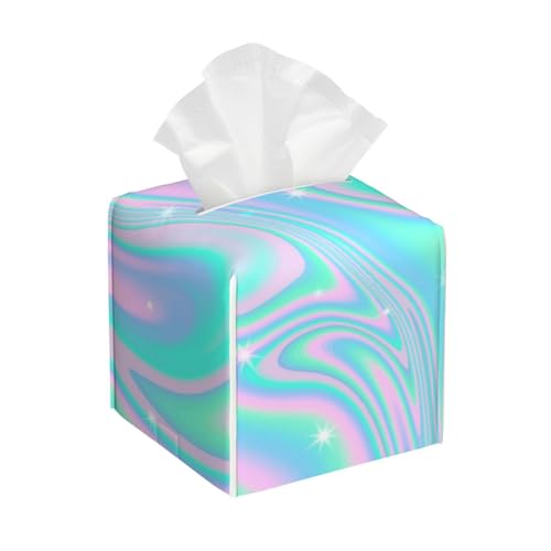 Holografischer Abstrakter Hintergrund in Pastell-Neon, Taschentuchbox-Abdeckung, Taschentuchbox-Halter, Taschentuchspender, Taschentuchhalter von FJQWKLF