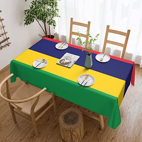 Quadratische Spitze-Tischdecke mit Flagge von Mauritius, wasserabweisender Stoff, warme und weiche Haptik für Esstisch, 137,2 x 182,9 cm von FJQWKLF