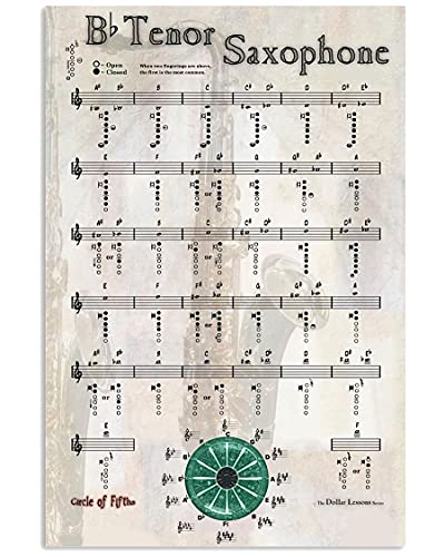 Saxophon Blechschild B Tenor Saxophon Poster Musik Studio Dekor Plakette Musiker Zuhause Zimmer Club Kunst Wanddekoration 12 x 16 Zoll von FJQWKLF