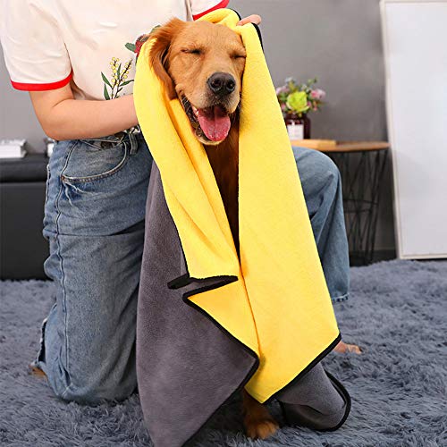 FJROnline Hunde-Badetuch Weich Schnell Trocknend Haustier Handtuch Hund Mikrofaser Handtuch 3 Größen (S) von FJROnline