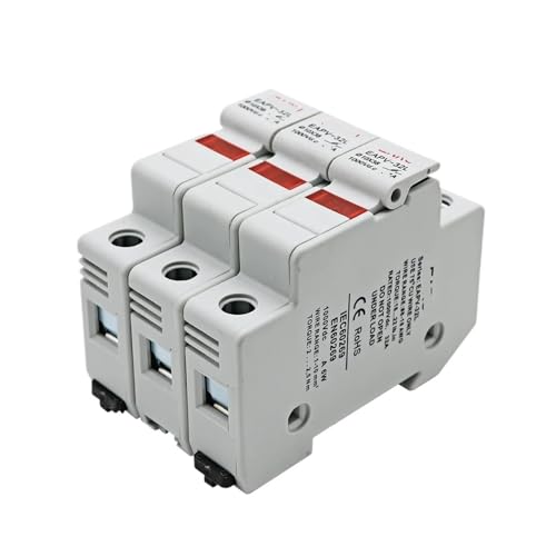 3P DIN-Schienen-Solar-Photovoltaik-DC-Sicherungshalter mit Kontrollleuchte, geeignet for 10 x 38 mm DC-Photovoltaik-Sicherungskette(6A,EAPV-32L-3P) von FJSAYDYW