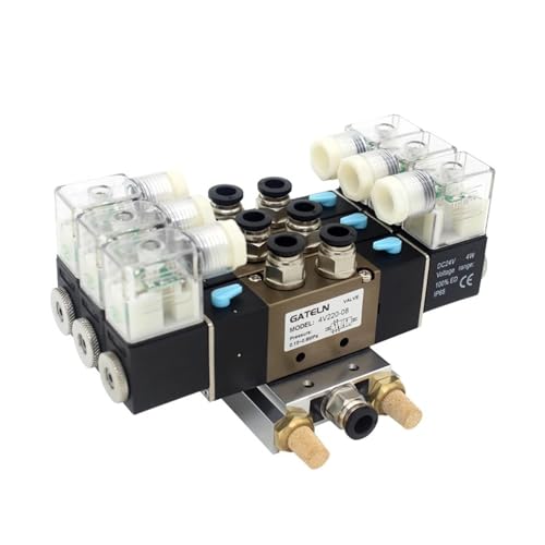 4V220-08 DC24V 12V AC220V AC110V 2-Positionen 5-Wege-Vierpositionen-Magnetventil Aluminiumbasis Zubehör Schalldämpfer-Set 3 Positionen(DC24V 4mm fittings) von FJSAYDYW