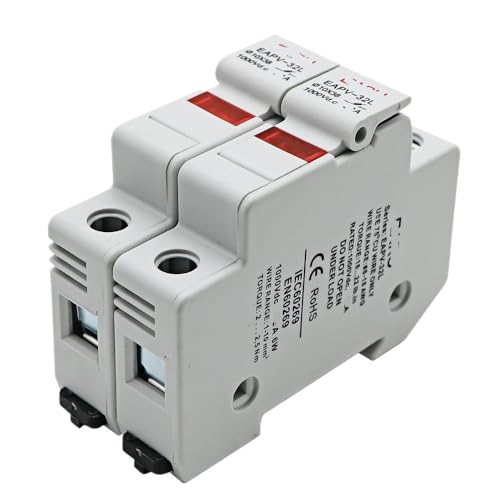 Der EAPV-32L-1/2/3/4P DIN-Schienen-Solar-Photovoltaik-DC-Sicherungshalter mit Kontrollleuchte ist for 10 * 38 mm DC-Photovoltaik-Sicherungsketten geeignet(10A,EAPV-32L-2P) von FJSAYDYW