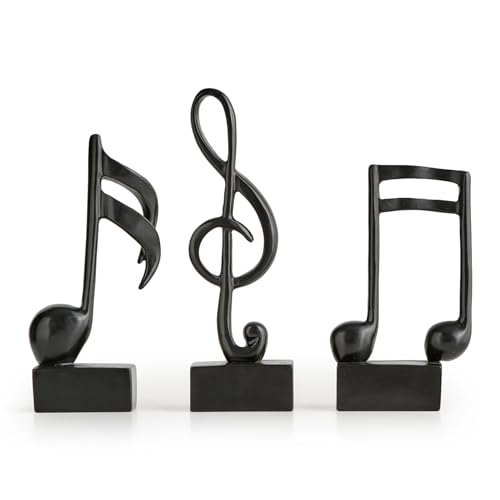 3Pieces Schwarz Note Skulpturen Home Decor für Regal Dekor Akzente Moderne Musik Note Statue Tisch Dekorationen für Wohnzimmer Büro Couchtisch TV Stand von FJSPERM