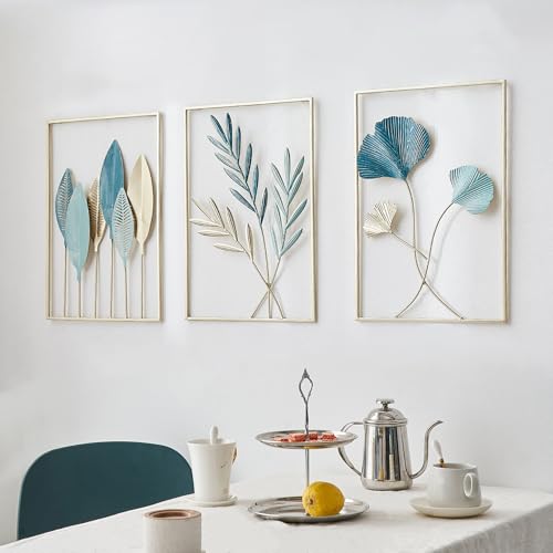 FJSPERM Gold Wanddeko Metall Moderne Wandornament Heimdekoration, 3er Set Metall Wandskulptur, Metallbilder Wanddeko als perfekte Deko Wohnzimmer Schlafzimmer Küche von FJSPERM