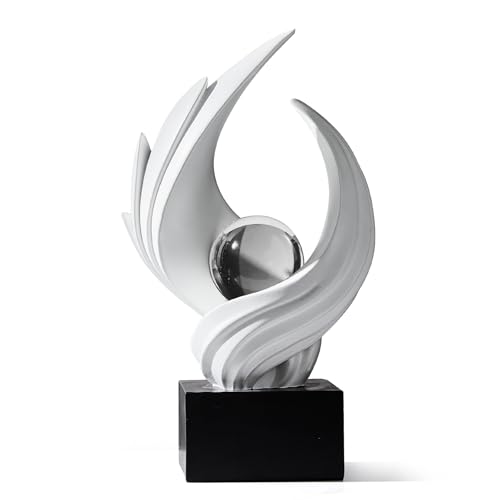 FJSPERM Weiß Deko Modern Wirbel Statue Dekoration für Wohnzimmer, Minimalist Statue Regal Dekor Akzente, abstrakte Kunst Skulptur Dekor für Büro Couchtisch Sideboard von FJSPERM