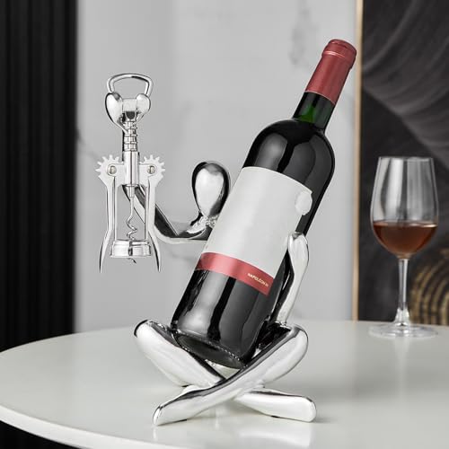 FJSPERM Thinker Statue Weinregal, Silber, modernes Regal für Küchentisch, einzelne Weinflaschenhalter, Arbeitsplatte für Bar, kleiner Flaschenhalter FJSPERM Thinker Statue Weinregal, Silber, modernes Regal für Küchentisch, einzelne Weinflaschenhalter, Arbeitsplatte für Bar, kleiner Flaschenhalter von FJSPERM