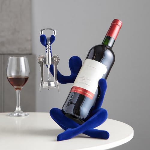 Thinker Statue Weinregal, modernes Regal für Küchentisch, einzelne Weinflaschenhalter, Arbeitsplatte für Bar, kleiner Flaschenhalter (Marineblau) von FJSPERM