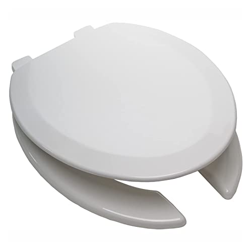 Toilettensitz mit Absenkautomatik Runder Toilettensitz, offener Toilettensitz vorne, sanft schließend und for perfekte Passform, rund, Polypropylen-Material, weiß, 35,5 x 42 cm, rund von FJSUGAOW