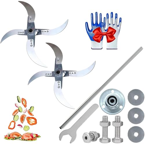 FJZFXKZL Messerklingen for Grashäcksler in der Landwirtschaft, Gemüsehäcksler-Set mit einstellbarem Durchmesser und 12 Befestigungslöchern, verbesserte Hackleistung for Gras und Gemüse(2 Set) von FJZFXKZL
