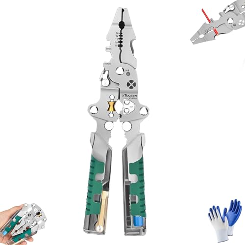 Tuvilo Elektrische Zange, klappbarer Stiftschraubendreher, Abisolierzange, Spannungsprüfer, Abisolierzange, Crimpzange, Multifunktionstester und Crimper(1pcs) von FJZFXKZL