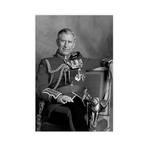 FKBALCZ Kunstdruck auf Leinwand mit König Charles III, Krönung 2023, Wandkunst, Dekordruck, Gemälde für Wohnzimmer, Schlafzimmer, Dekoration, 50 x 75 cm von FKBALCZ