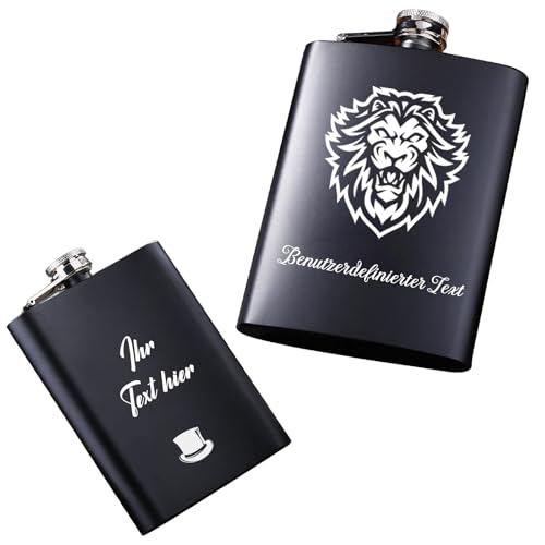 Personalisierter Flachmann mit Gravur, 237 ml, Edelstahl – Individuell graviert mit Fotos und Text – Vatertag, Weihnachten, Hochzeitsgeschenk – für Männer, Trauzeugen (Individuelle Kopie) von FKF