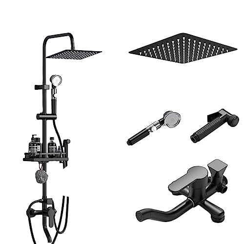 10-Zoll-Duscharmatur-Set, Regenduschsystem mit Filter-Handbrause, Hochdruck-Regenduschkopf, an der Wand montierte Regenduscharmaturen (Farbe: Rund, Größe: 10 Zoll) (Quadrat 10 Zoll) von FKFKFFF