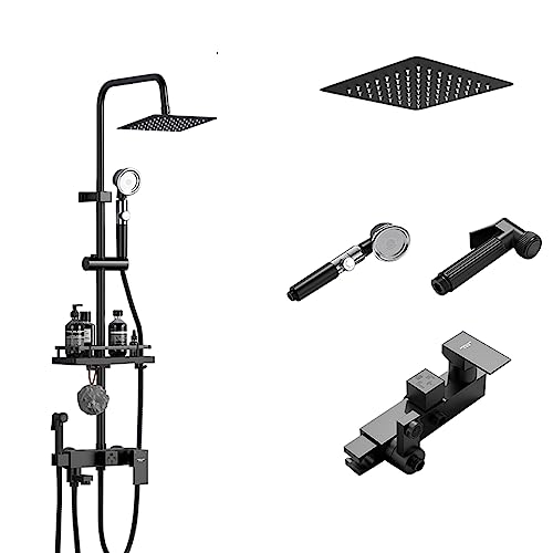8/10 Zoll Duschset Wandmontage 4-Funktions-Duschsystem Duschkopf Badezimmer Verstellbare Handbrause Regendusche (Farbe: Rund, Größe: 10 Zoll) (Quadrat 8 Zoll) von FKFKFFF