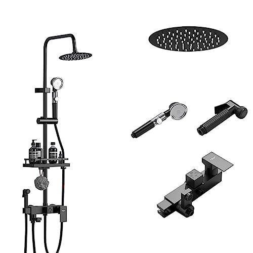 8/10 Zoll Duschset Wandmontage 4-Funktions-Duschsystem Duschkopf Badezimmer Verstellbare Handbrause Regendusche (Farbe: Rund, Größe: 10 Zoll) (Rund 8 Zoll) von FKFKFFF