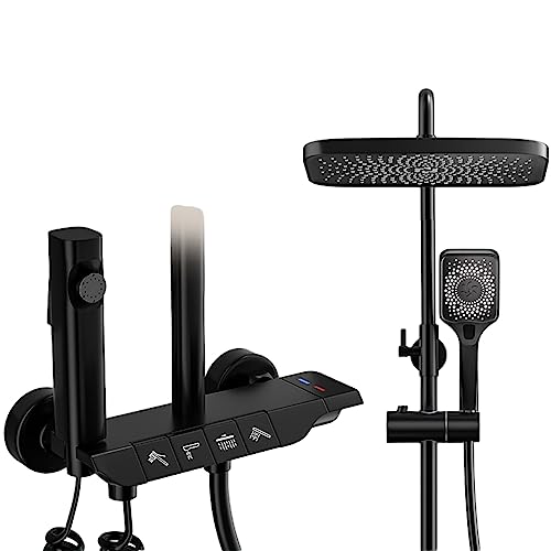 Duschsystem, 8-Zoll-Regenduschkopf für Badezimmer mit Hand-Kombi-Set, an der Wand montiertes Hochdruck-Regenduschkopfsystem, Duscharmatur-Set (Farbe: B, Größe: 82–110 cm) (B 82) von FKFKFFF