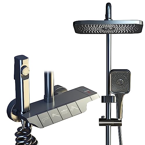 Duschsystem 12-Zoll-Badezimmer-Regenmischer-Duschkombinationsset Wandmontierter Regenduschkopf und Handsystem-Duscharmatur-Set (Farbe: B, Größe: Thermostatisch) (B konventionell) von FKFKFFF