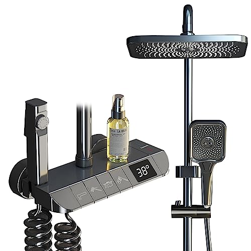 Duschsystem 12-Zoll-Badezimmer-Regenmischer-Duschkombinationsset Wandmontierter Regenduschkopf und Handsystem-Duscharmatur-Set (Farbe: B, Größe: thermostatisch) (B thermostatisch) von FKFKFFF