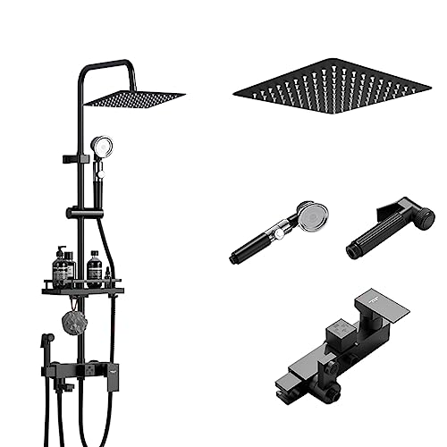 Duschsystem mit 4 Funktionen, 8/10 Zoll Duschkopf, Wandmontage, Duscharmatur-Set, Badezimmer, verstellbare Regendusche (Farbe: Quadratisch, Größe: 10 Zoll) (Quadrat 10 Zoll) von FKFKFFF