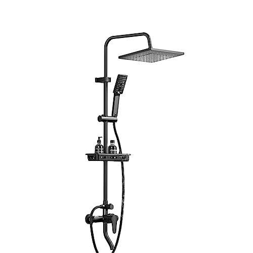 Freiliegendes Duschsystem, Badezimmer-Regenduschkopf mit Hand-Kombi-Set, wandmontierter Hochdruck-Regenduschkopf, Duscharmatur-Set mit Ventil (Farbe: B) (B) von FKFKFFF