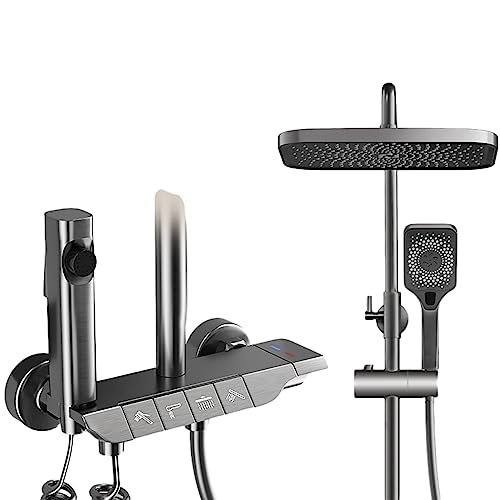 Quadratisches Badezimmer-Duscharmatur-Set, Regenduschsystem mit 8-Zoll-Duschkopf, Handbrause, Wandmontage (Farbe: B, Größe: 82–110 cm) (A 82) von FKFKFFF