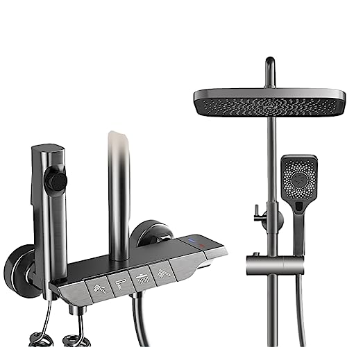 Regendusche, thermostatisches Duschsystem mit Klaviertasten, Umsteller-Duscharmatur-Kombi-Set mit 20,3 cm Regenduschkopf (Farbe: D, Größe: 82–110 cm) (A 82) von FKFKFFF