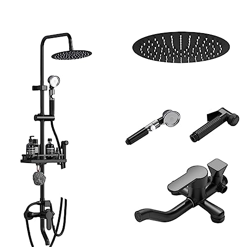 Regenduschsystem, Duscharmatur-Set, mit Filter-Handbrause, Hochdruck-Regenduschkopf, 10-Zoll-Regendusche zur Wandmontage (Farbe: quadratisch, Größe: 10 Zoll) (rund 10 Zoll) von FKFKFFF