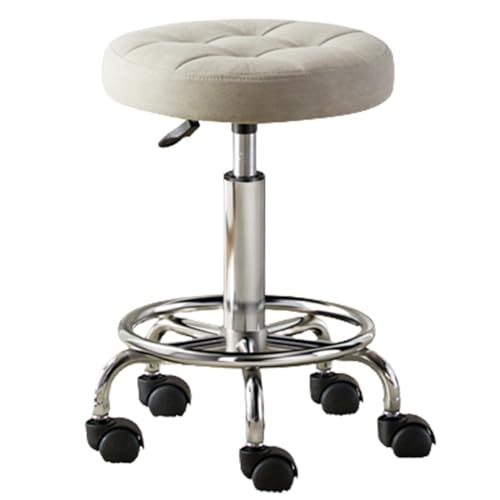 Robuster, höhenverstellbarer Rollhocker, 360° drehbar, Zeichenstuhl, Mehrzweck-Büro-Schreibtischstuhl, Rollstuhl, Drehstuhl, Salonhocker, Stuhl für Friseurladen, Nagelstudio, Büro (grau) von FKFKFFF