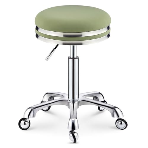 Robuster Drehstuhl, rund, dicke stabile Polsterung, verstellbarer Hocker mit neuen Rädern, für Arzt, Medizin, Massagesalon, Büro, Geschäft (grün) von FKFKFFF