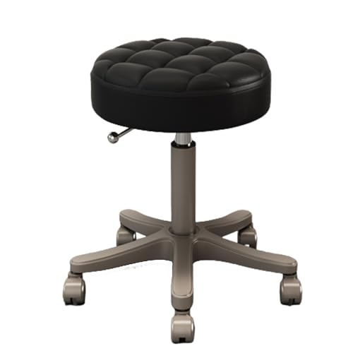 Robuster Rollhocker, verstellbarer Drehstuhl mit Kugellager-Rädern für Küche, Medizin, Ästhetiker, Studio, Zeichnungssalon, Tattoo, Arbeit, Büro, Schönheitssalon, Klinik, Zahnarzt (schwarz) von FKFKFFF