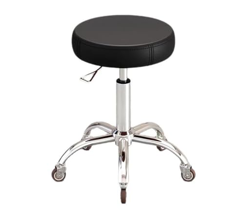 Robuster Rollstuhl, hydraulischer Salonhocker, verstellbarer Drehstuhl für Spa, Shop, Salon, Massage, medizinische Arbeit oder Büro, Schwarz von FKFKFFF