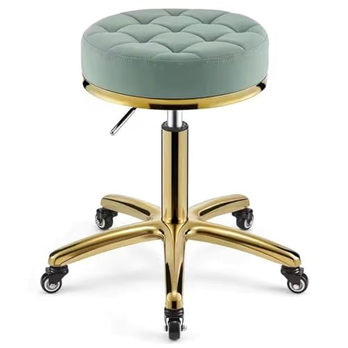 Robuster höhenverstellbarer Rollhocker, um 360 ° drehbar, Zeichenstuhl, Arbeitsstuhl für Spa, Massage, Maniküre, Geschäft, größerer Sitz, schwer (grün) von FKFKFFF