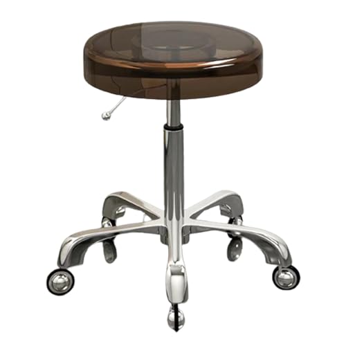Rollhocker, massives Rad, Acrylmaterial, strapazierfähig, Drehhocker, Hebestuhl für Bar, Labor, Büro, Barbier, Küche und Geschäft, Braun Rollhocker, massives Rad, Acrylmaterial, strapazierfähig, Drehhocker, Hebestuhl für Bar, Labor, Büro, Barbier, Küche und Geschäft, Braun von FKFKFFF