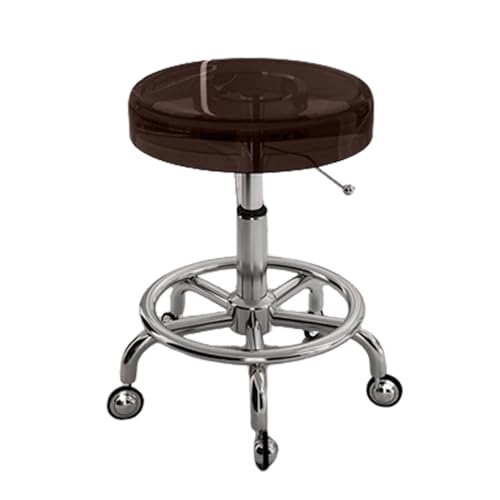 Rollhocker, massives Rad, Acrylmaterial, strapazierfähig, Drehhocker, Hebestuhl für Bar, Labor, Büro, Barbier, Küche und Geschäft, Braun Rollhocker, massives Rad, Acrylmaterial, strapazierfähig, Drehhocker, Hebestuhl für Bar, Labor, Büro, Barbier, Küche und Geschäft, Braun von FKFKFFF
