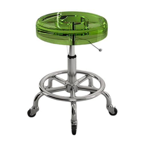 Rollhocker, massives Rad, Acrylmaterial, strapazierfähig, Drehhocker, Hebestuhl für Bar, Labor, Büro, Barbier, Küche und Geschäft, Grün Rollhocker, massives Rad, Acrylmaterial, strapazierfähig, Drehhocker, Hebestuhl für Bar, Labor, Büro, Barbier, Küche und Geschäft, Grün von FKFKFFF